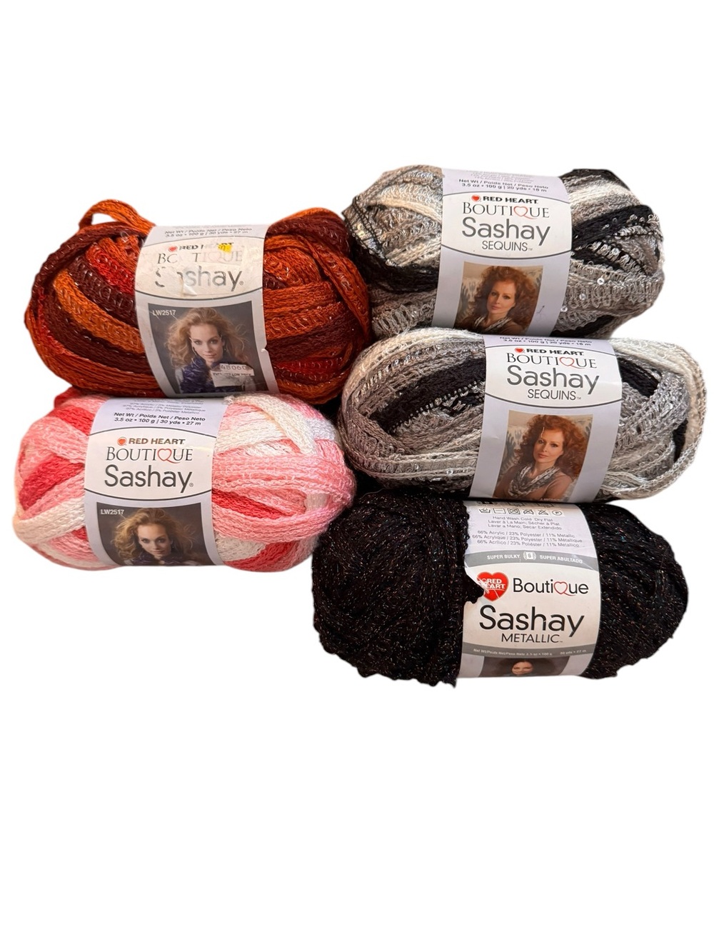 Red Heart Boutique Sashay 5 Skeins Yarn Panda Tutu Onyx Salsa Super Bulky 60 Yds